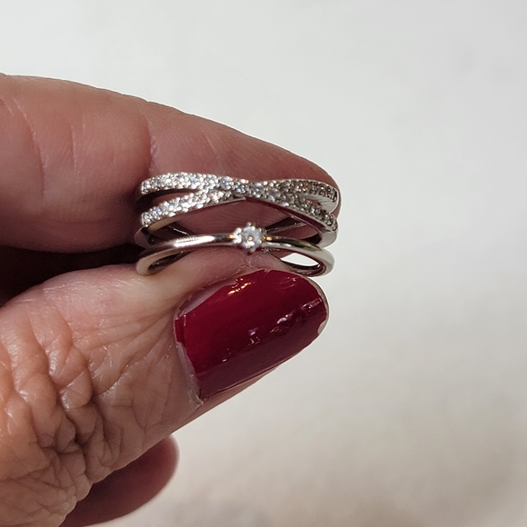 Silver Cocktail Ring One Size adjustable Valentines day - Picture 2 of 7